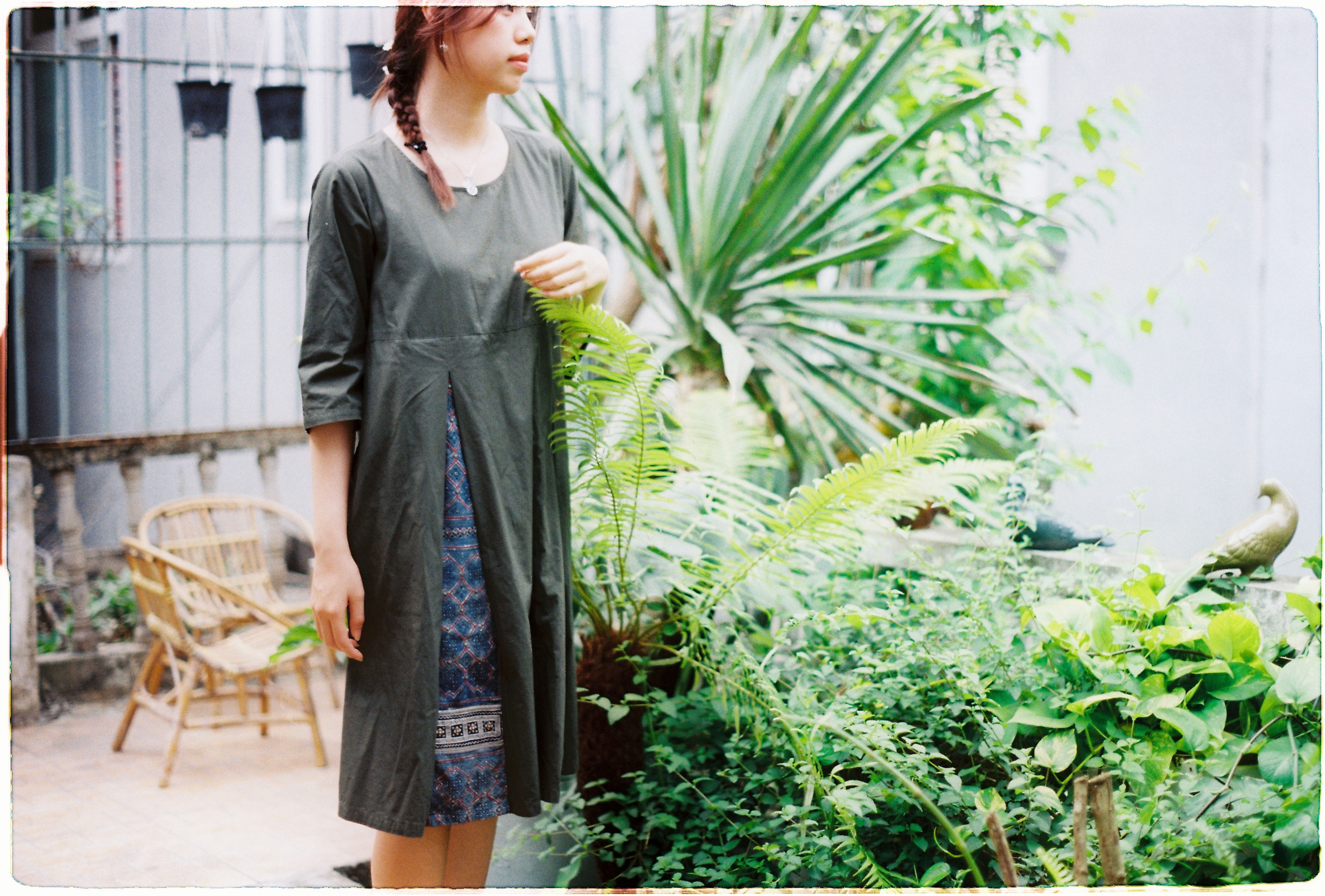 ワンピースドレス | 綿 | モン族古布あしらい | V8