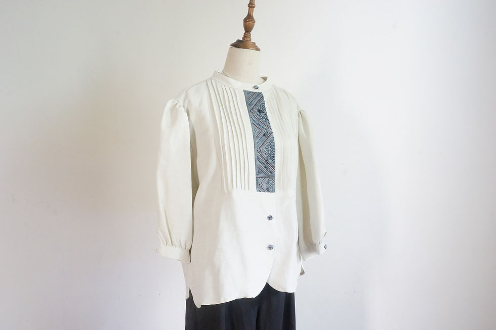 サムネイル： ピンタックスタンドカラーシャツ｜モン族古布｜A7