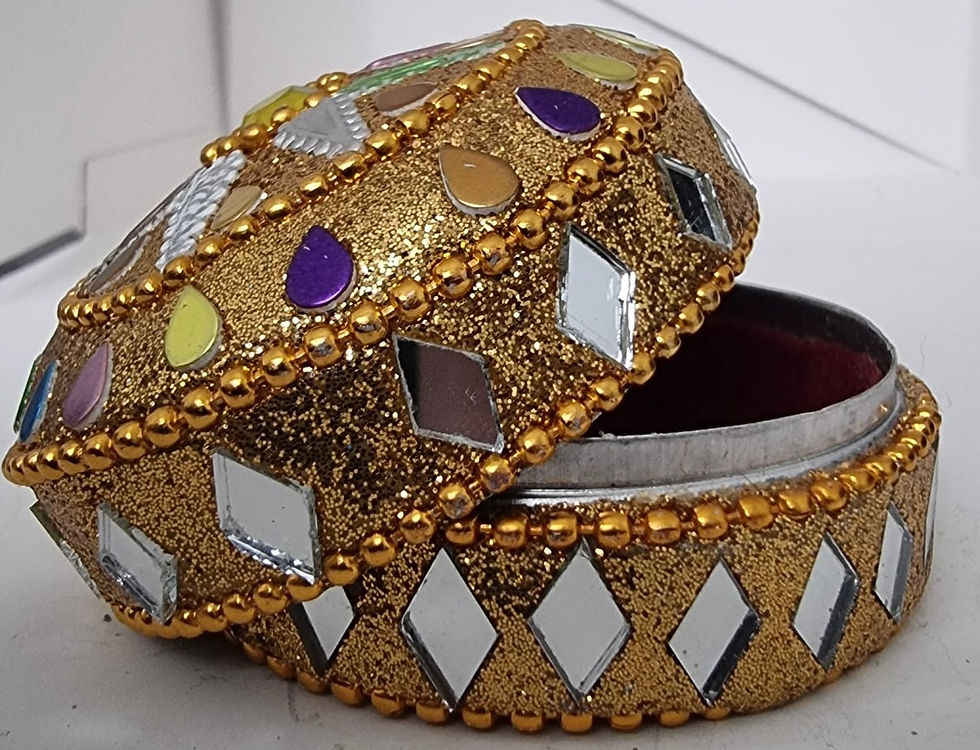 Thumbnail: Mirror Trinket Box - Gold Multicoloured 