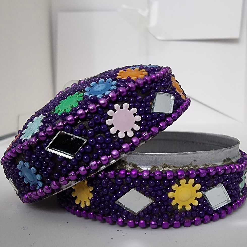 Thumbnail: Mirror trinket box - purple multi coloured 