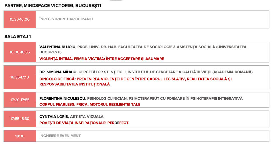 Program Her Space Festival Romania - Fearless, Special Edition