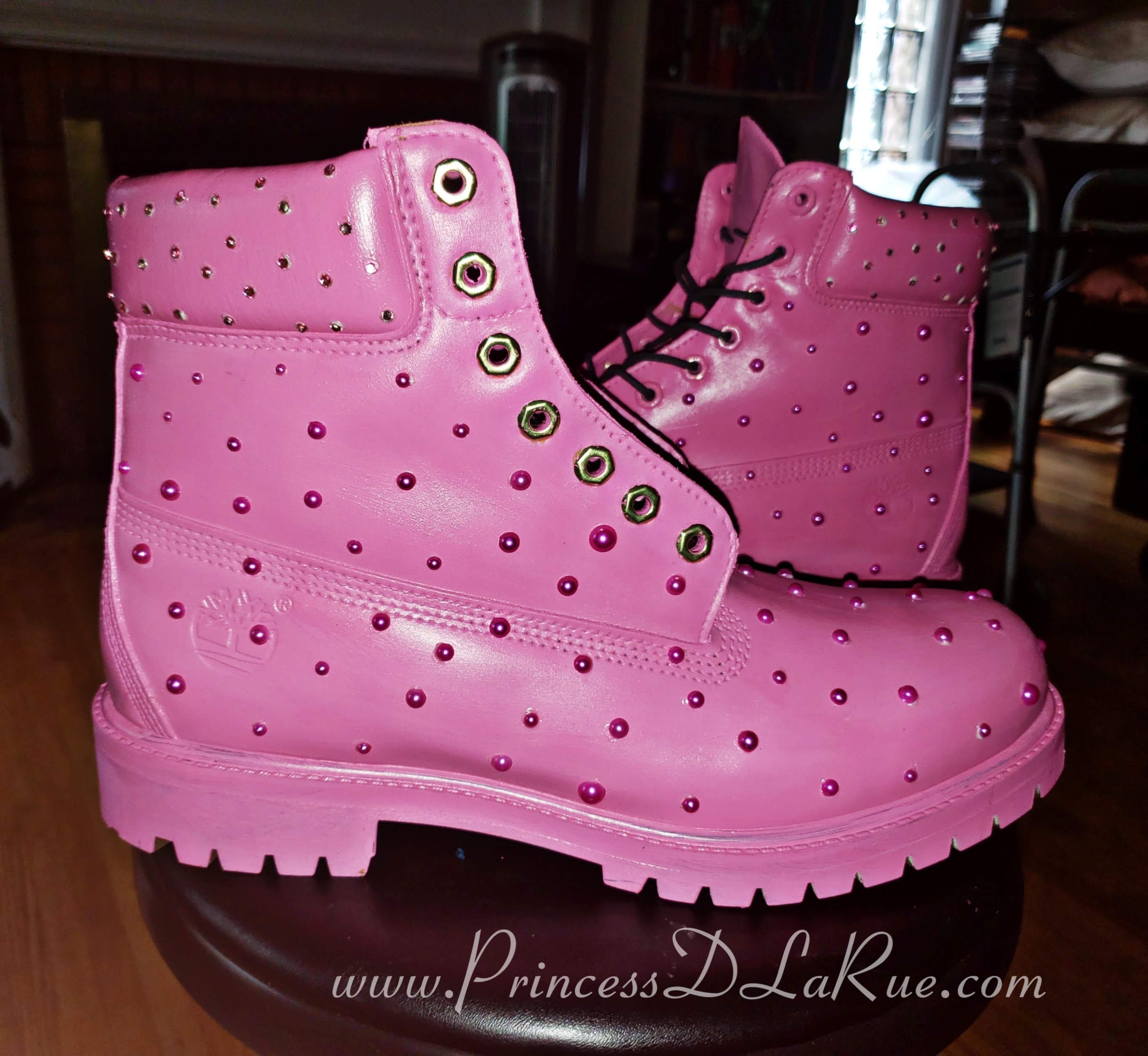 pink bow timberlands