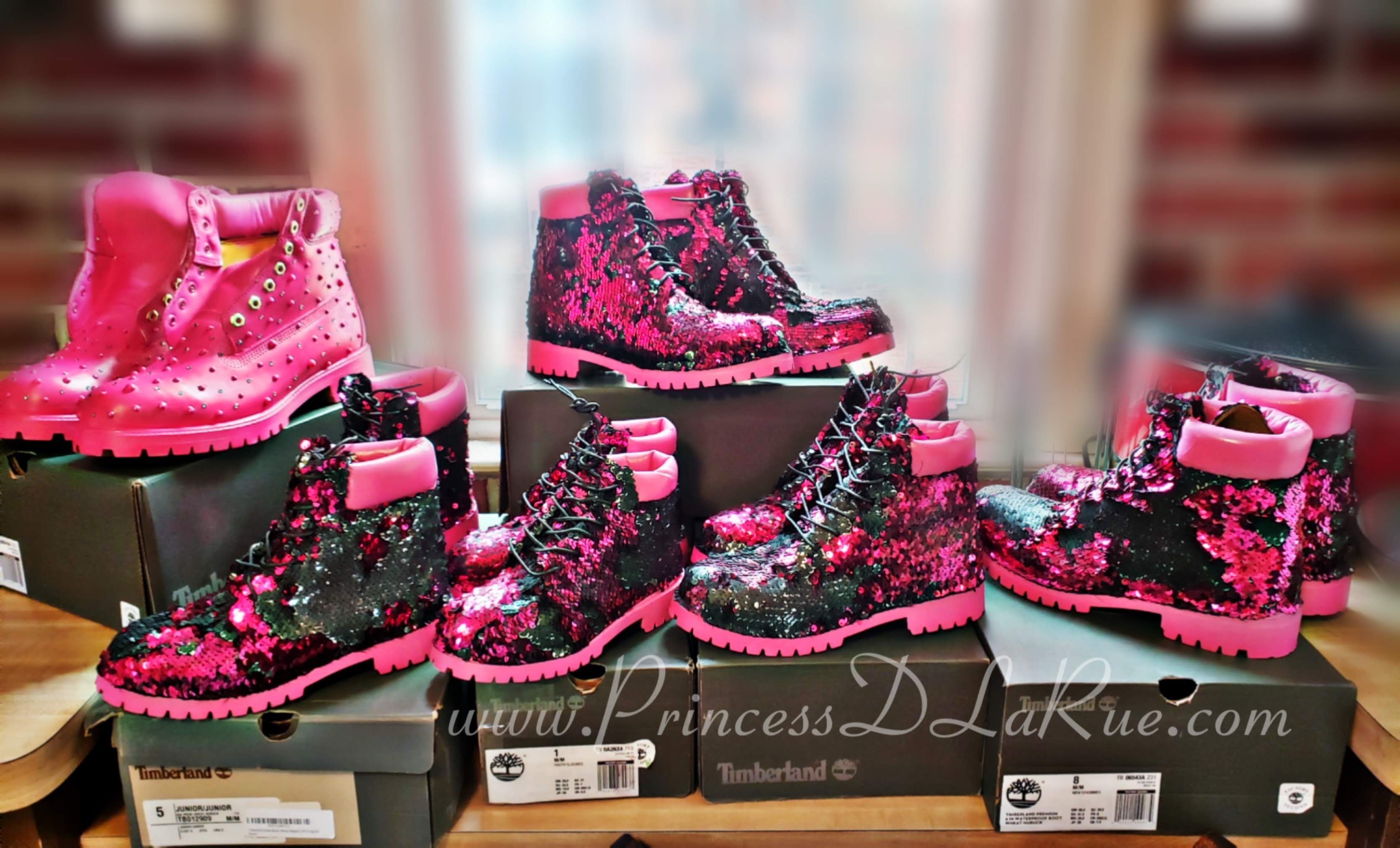 pink bow timberlands