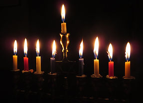Lit Hanukkah Menorah