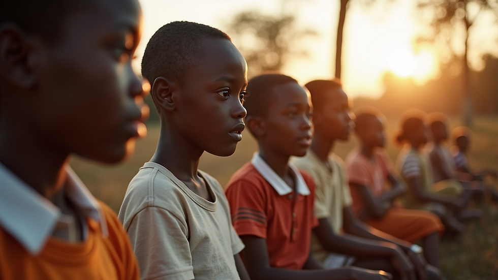 Close-up view of a community youth meeting in Tanzania