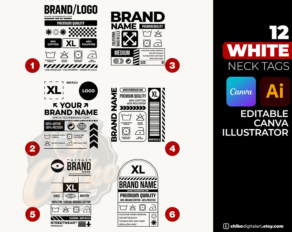 24 Editable Clothing Neck Tag Bundle Futuristic 1