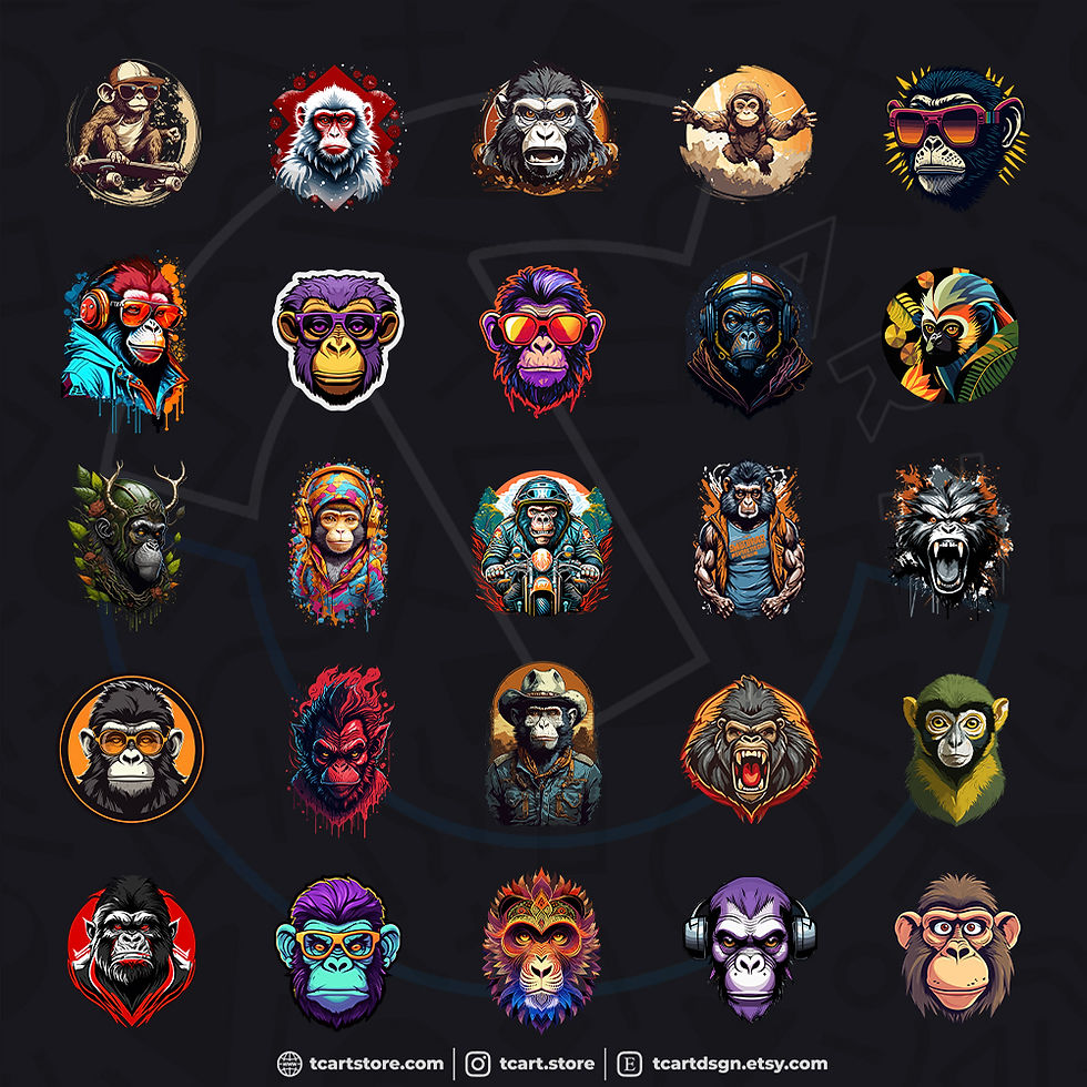 Thumbnail: Monkey vol.1 T-Shirt Design Bundle
