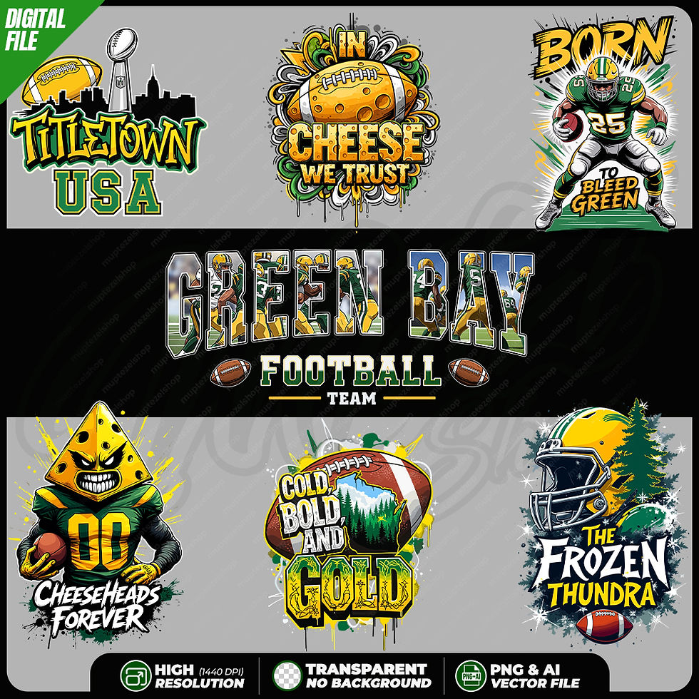 7 Green Bay-Inspired Football Designs Bundle