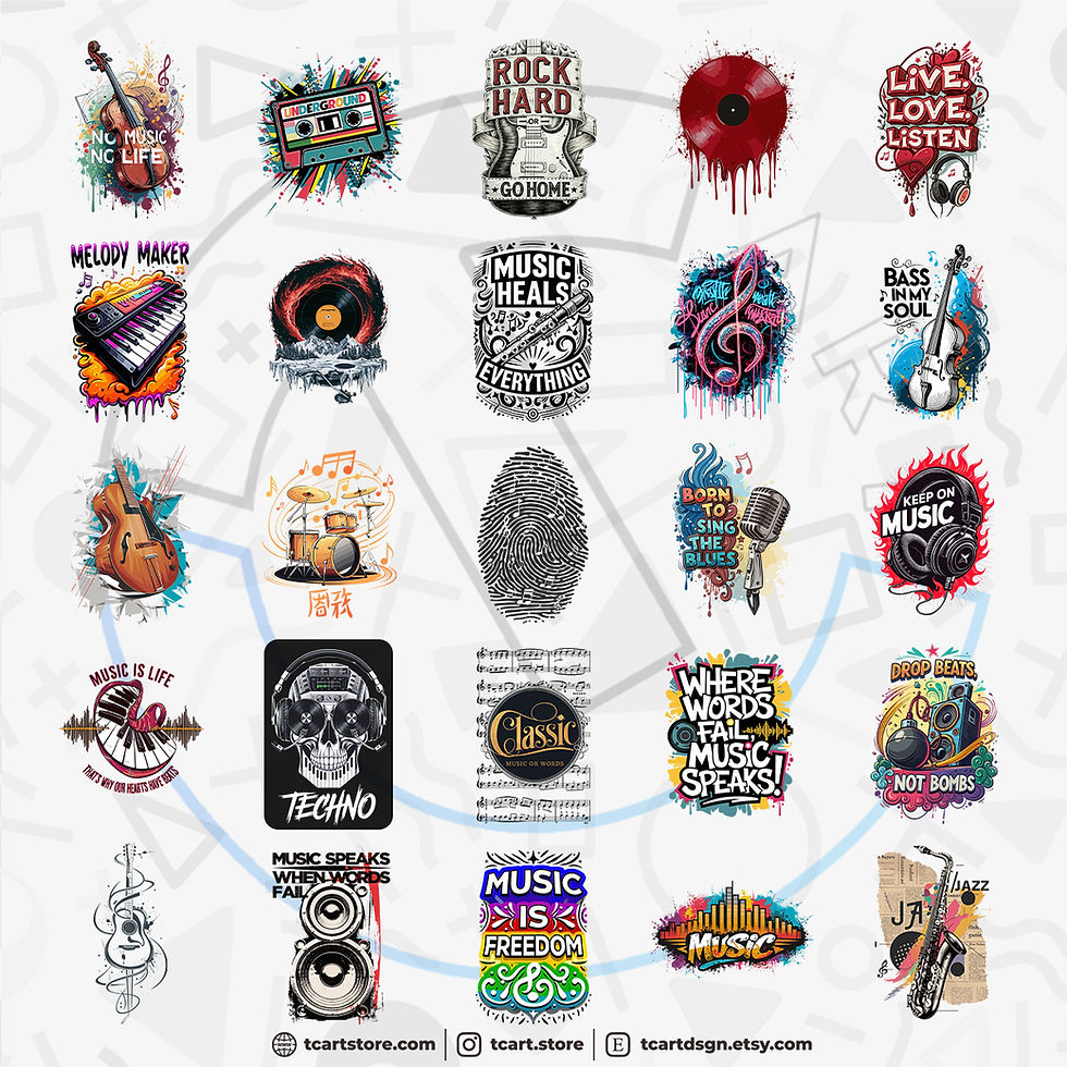 Thumbnail: Music 1 Tshirt Design Bundle