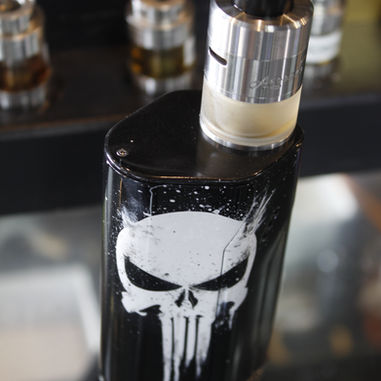 Custom punisher logo vape airbrush art