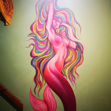 rainbow mermaid mural wall art mural graffiti