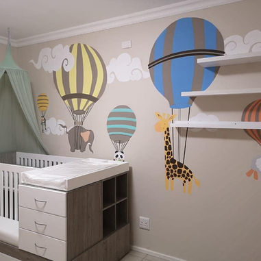 hot air balloon animals baby room wall art mural graffiti