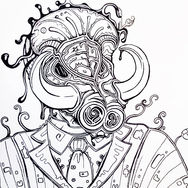 business warthog  black and white illustration art