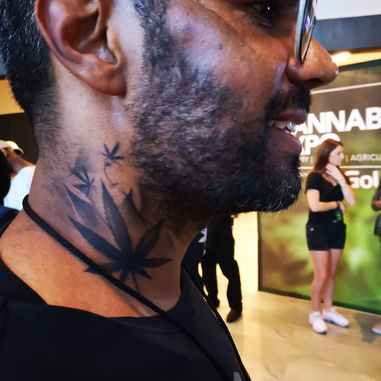 temporary tattoo cannabis leaf design neck piece