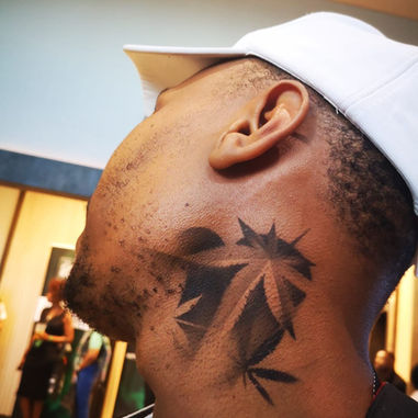 temporary tattoo cannabis leaf design neck piece