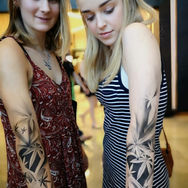 temporary tattoo cannabis leaf design arm piece