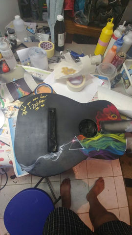 Custom Pink Floyd acoustic guitar airbrush art