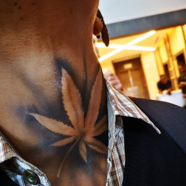 temporary tattoo cannabis leaf design neck piece