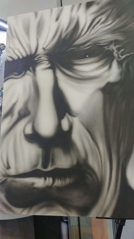 Clint East Wood | portrait canvas airbrush art