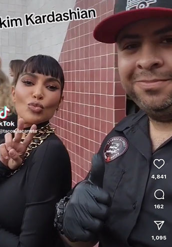 Picture of the ownwer with Kim Kardashian during a tacos la carreta event