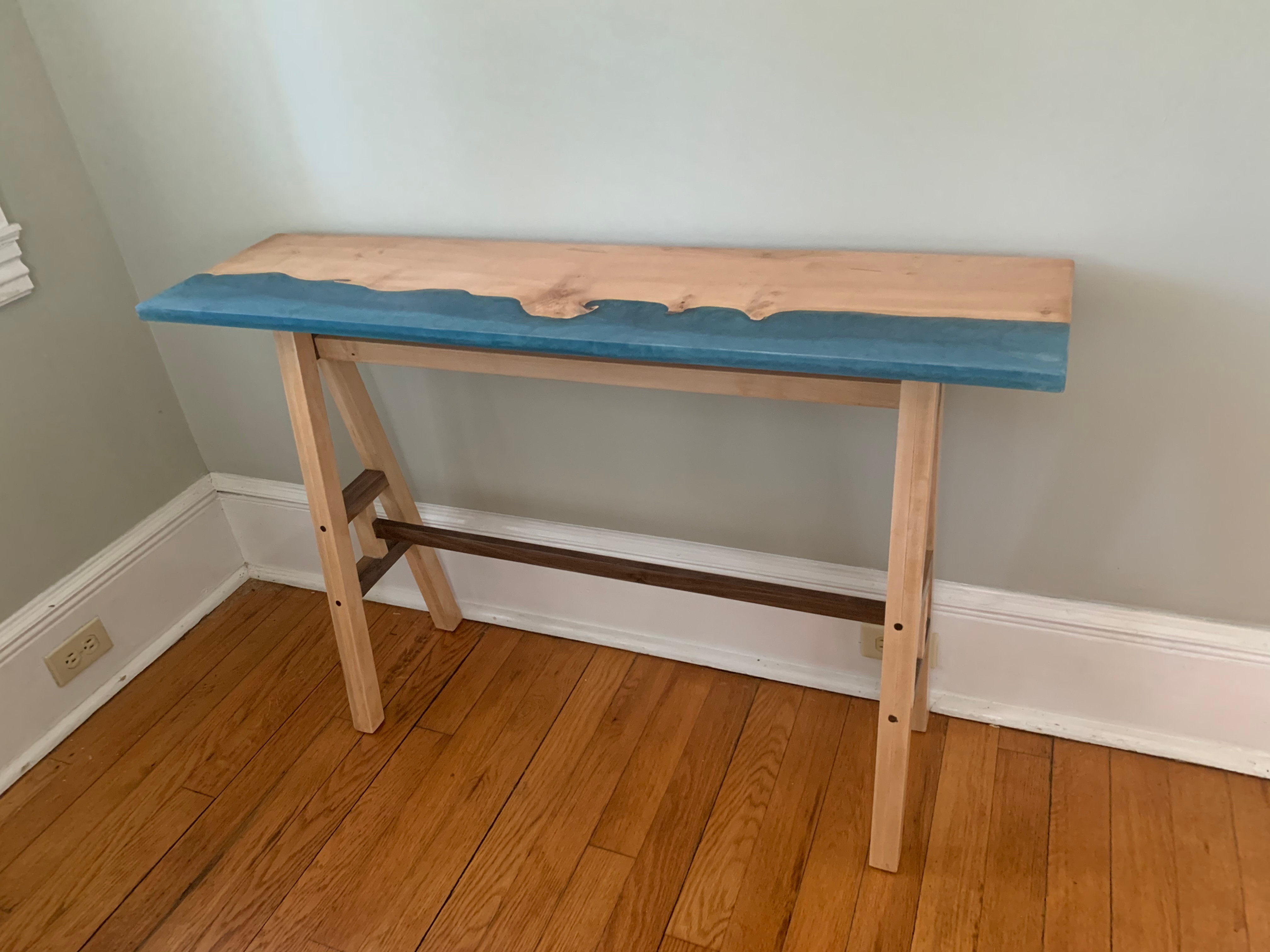 Maple and Black Walnut River Console Table