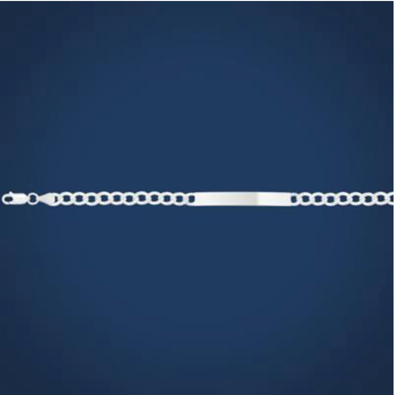 Sterling Silver Light Diamond Cut Curb ID Bracelet