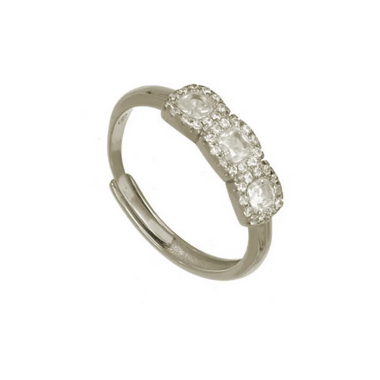 Three Stone Square Band Adjustable Ring