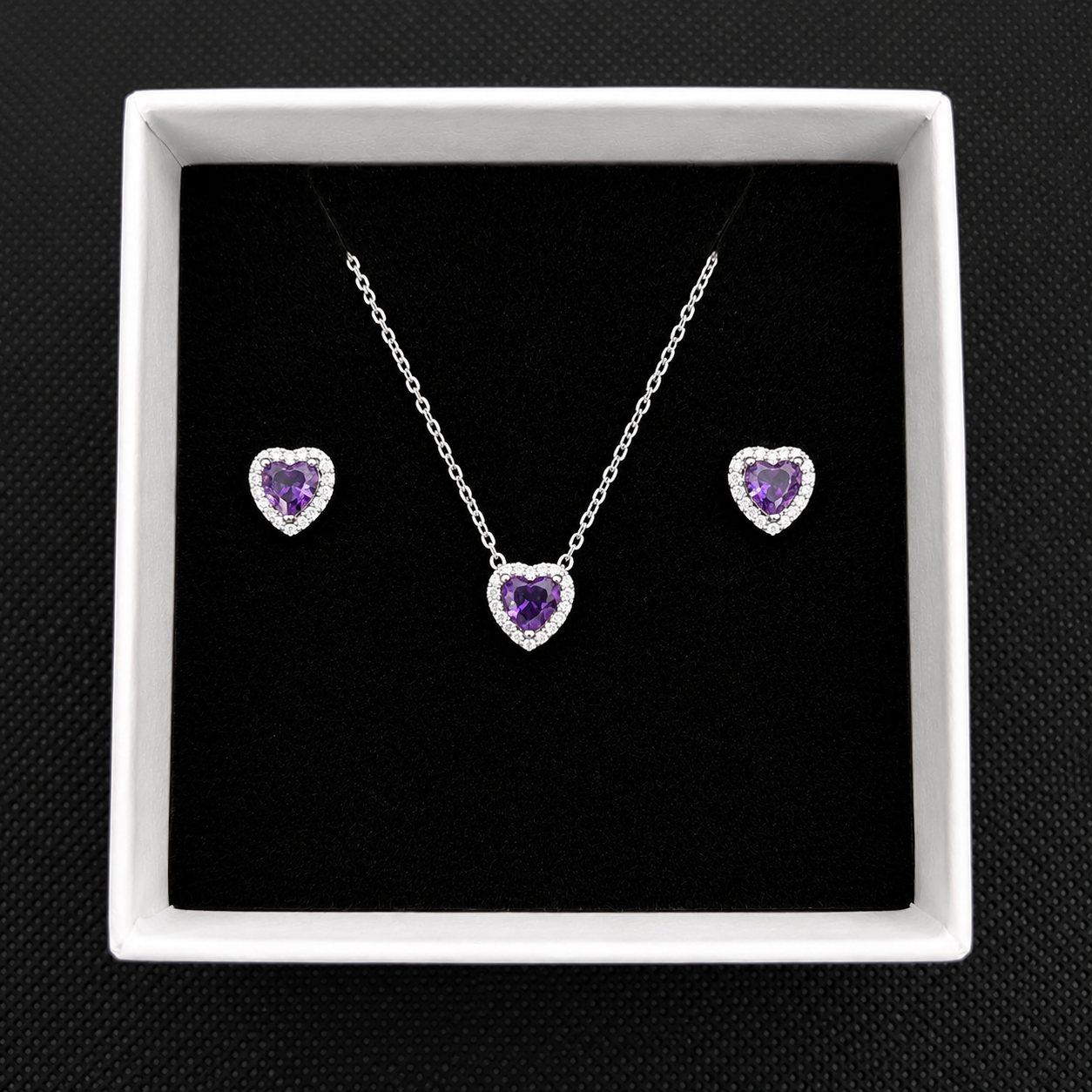 Sterling Silver Heart Set (Purple)