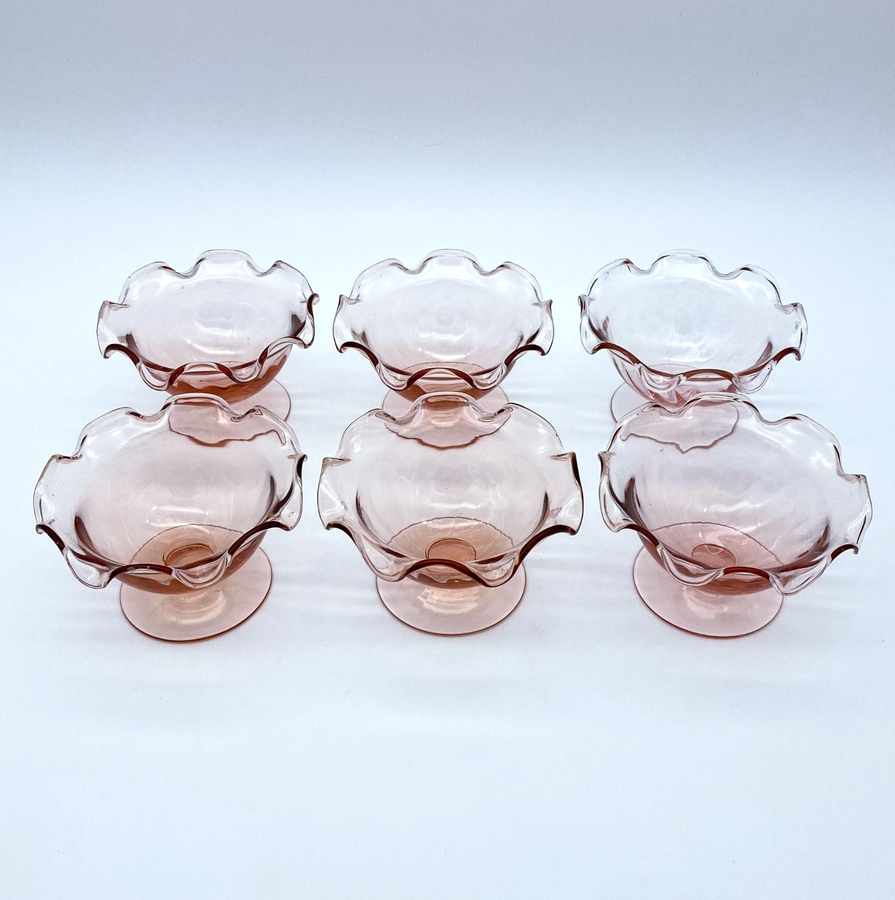 Vintage "Fenton Style" Pink Pedestal Sherbet Dishes