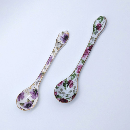 【Vintage】 Floral Teaspoons Tea Accessories Zuoyou Rainbow Flower Spoon Set - 8 Stainless