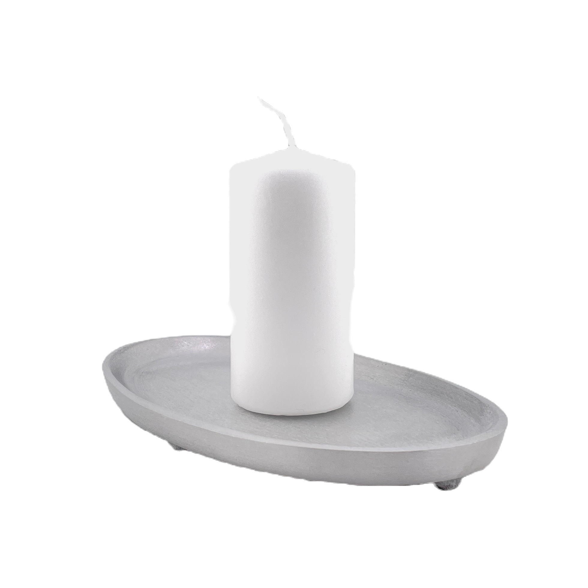 Kerzenteller oval silber/matt