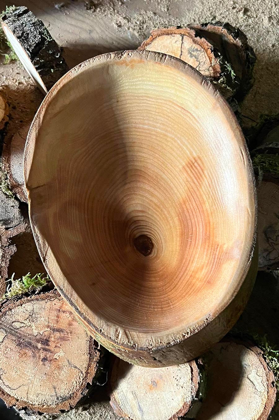 Miniature : Vide-poche oval, fourre-tout artisanal en bois massif des Landes