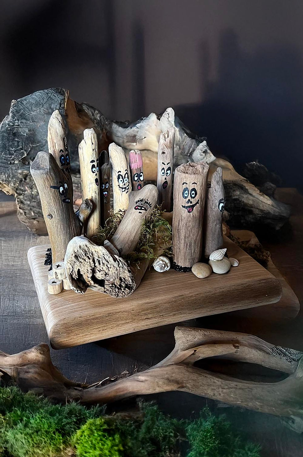 Miniature : Scène Décorative unique en Bois Flotté et Chêne Massif "Les Boidèles"