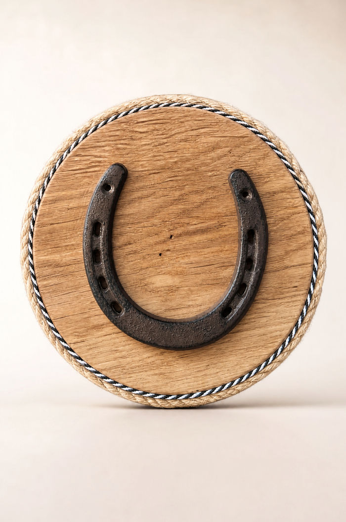 Miniature : Porte-Bonheur en Chêne Ancien & Fer à Cheval en Fonte