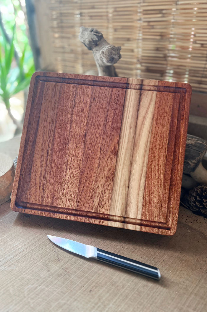 Miniature : Billot artisanal en bois ancien de Hêtre et Chêne restauré à la main dans l’atelier Bois des Landes