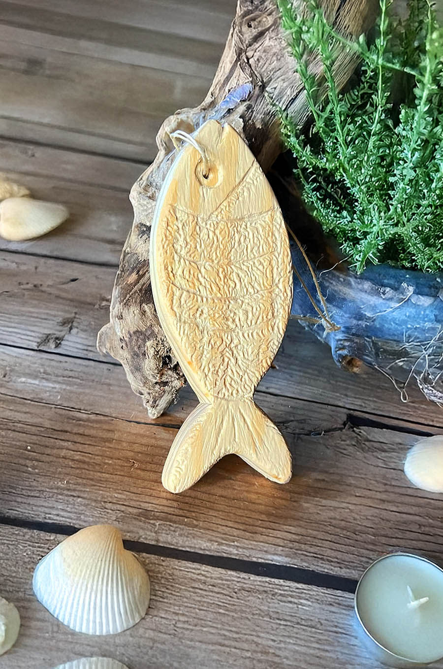 Miniature : Poisson en Bois Massif artisanat Landais Unique