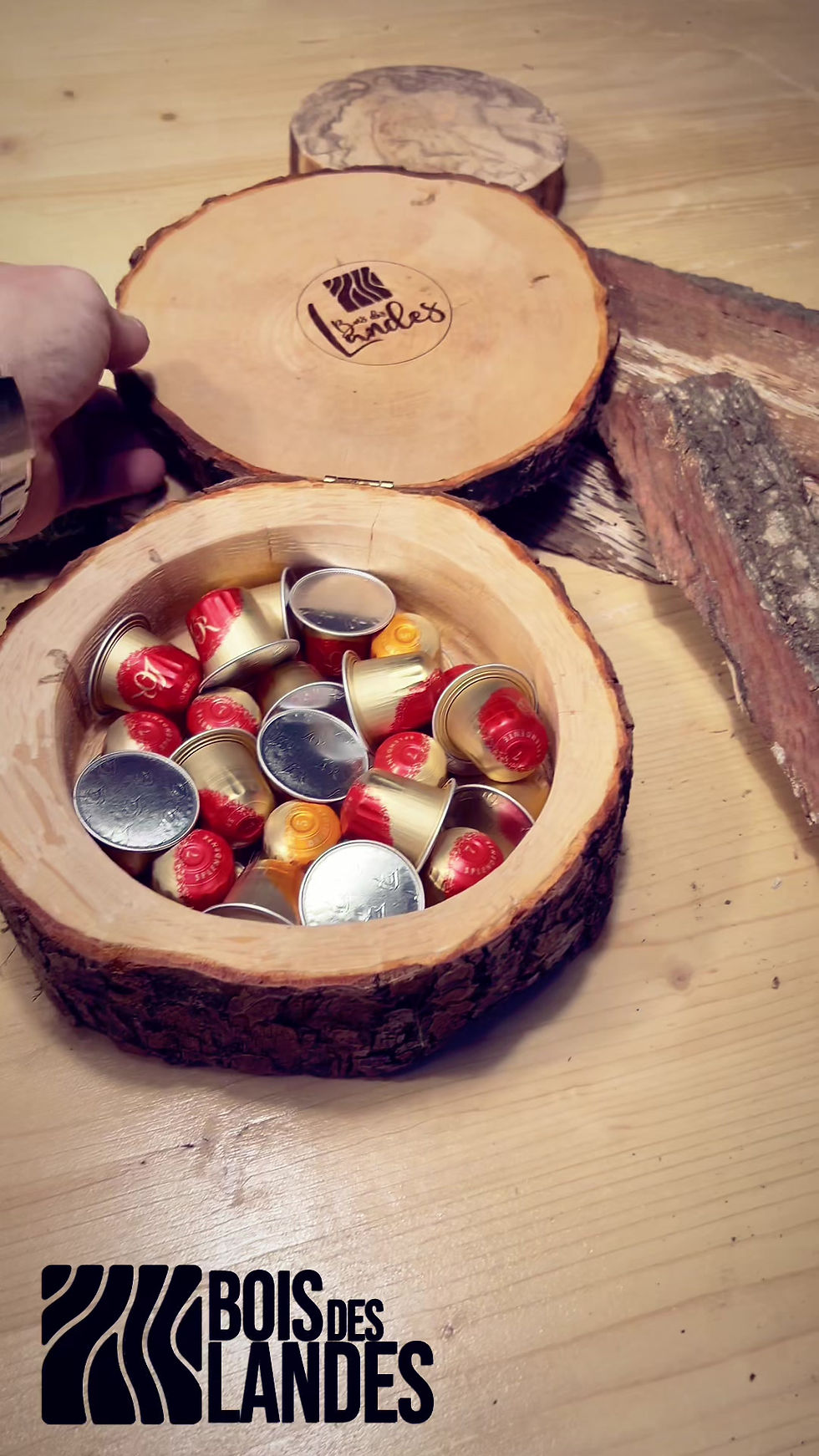 Miniature : boîte de rangement artisanale déco avec couvercle Croix Basque