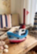 Bateau de pêche décoratif artisanal en bois de pin massif – Pièce unique fabriquée à la main | Bois des Landes