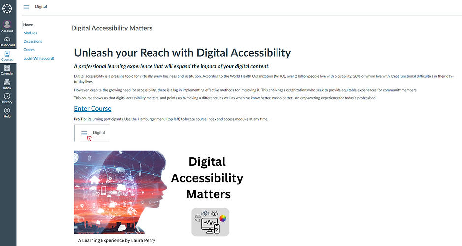 Course cover with abstract image and words Digital Accessibility Matters