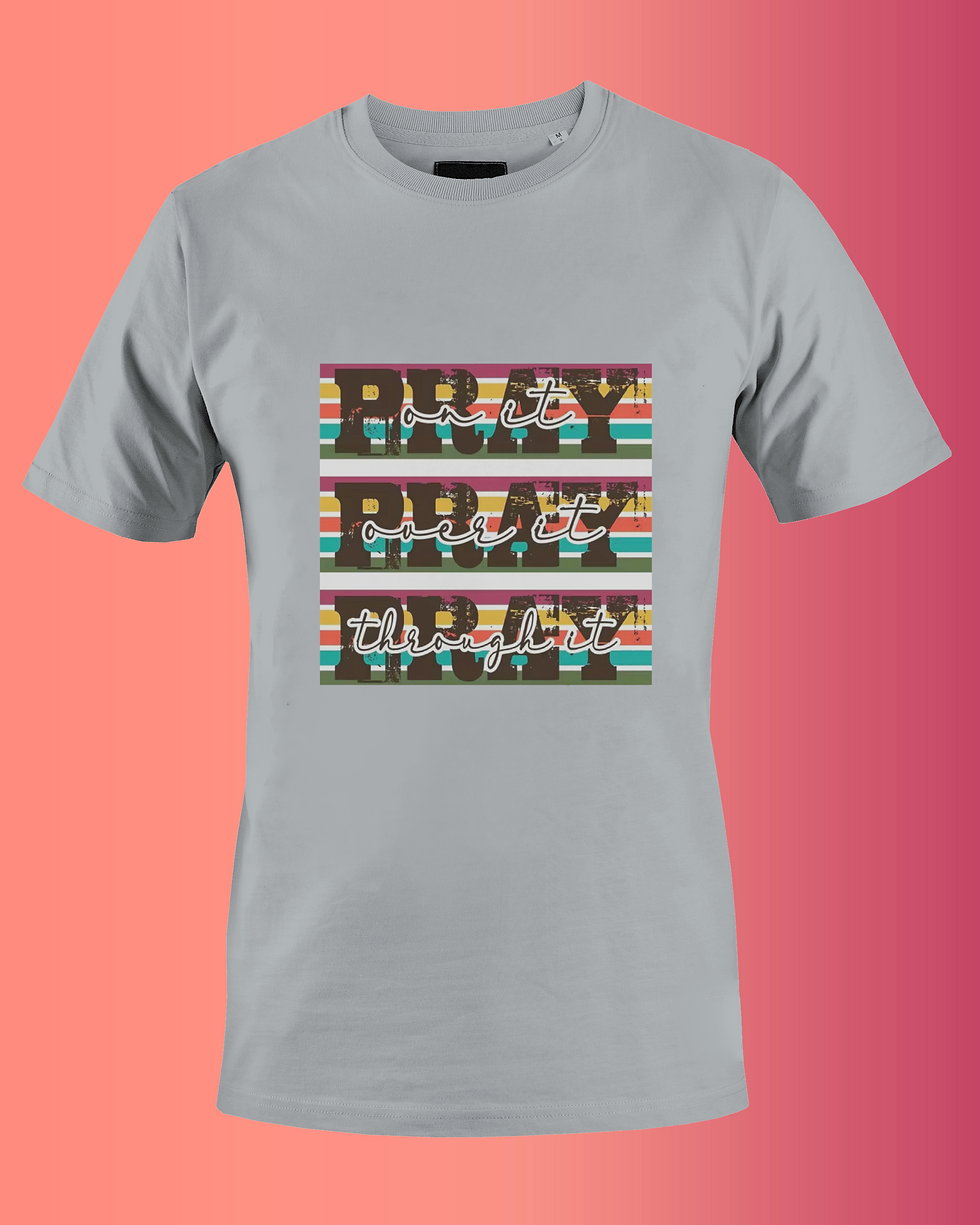 Thumbnail: Pray On It Pray Over It Pray Through It (DTF)-Unisex Crew T-Shirt 100% Cotton