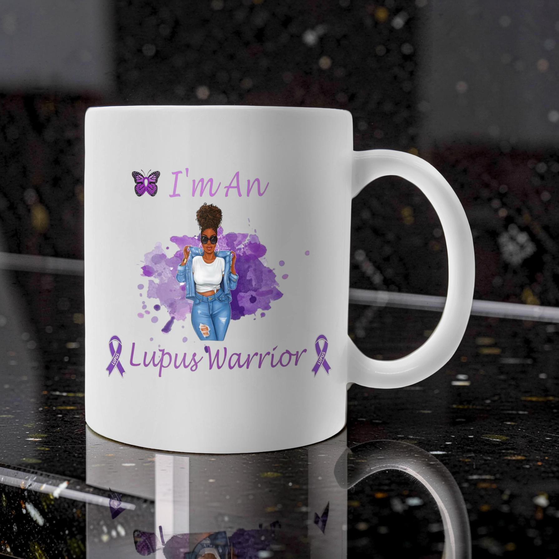 I’m a Lupus Warrior” Mug | Lupus Awareness Coffee Cup with Butterfly & Ribbon