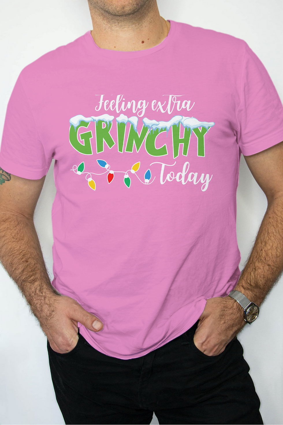 Thumbnail: Feeling Extra Grinchy Today (DTF)-Unisex Crew T-Shirt 100% Cotton Short Sleeve