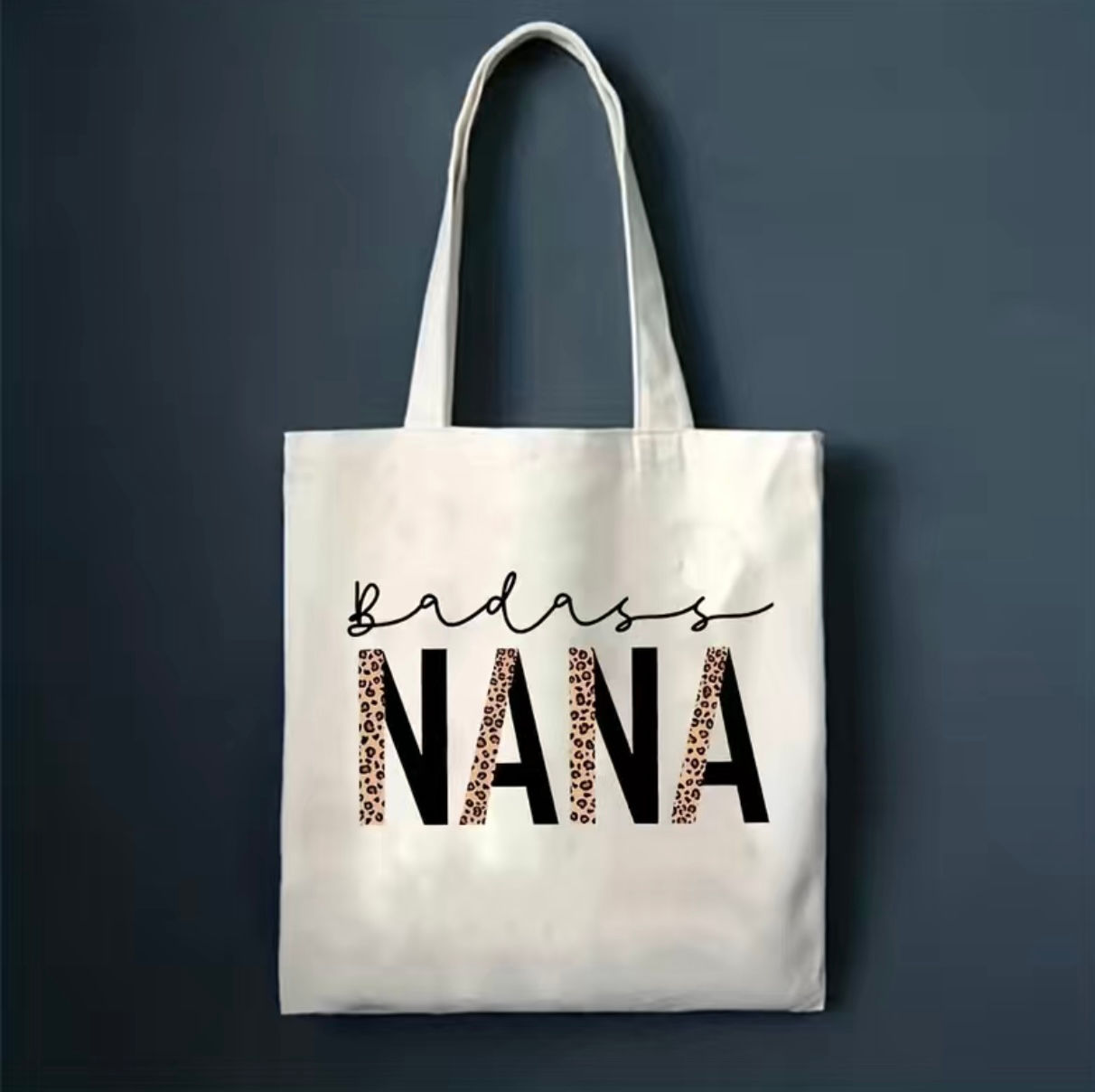Badass Nana (DTF)-Canvas Tote Bags, 13" x 15", Natural