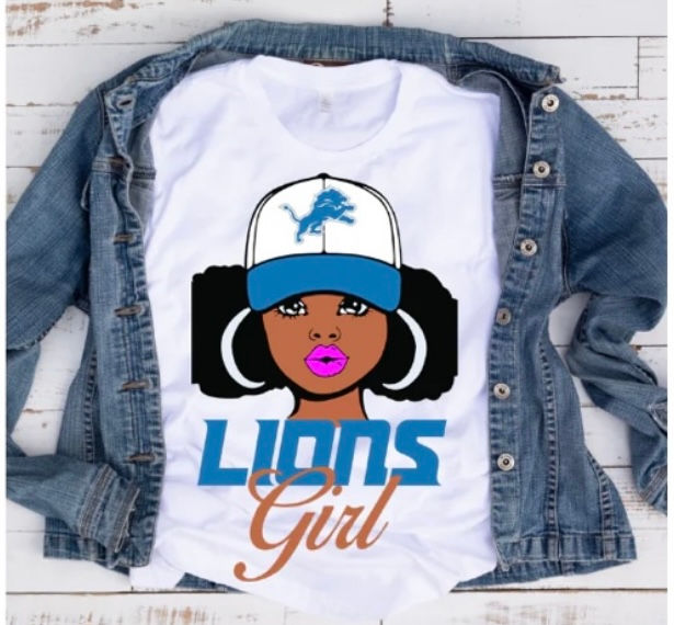 Lions NFL Fan Girl (DTF)-Unisex 100% Cotton Crew T-Shirt