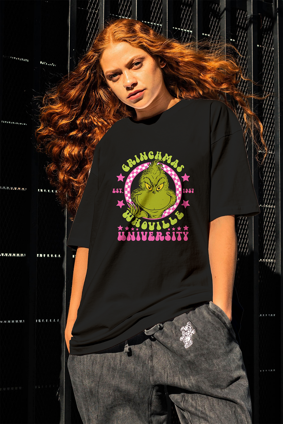 Thumbnail: Grinchmas Whoville University-Unisex Crew T-Shirt 100% Cotton Short Sleeve