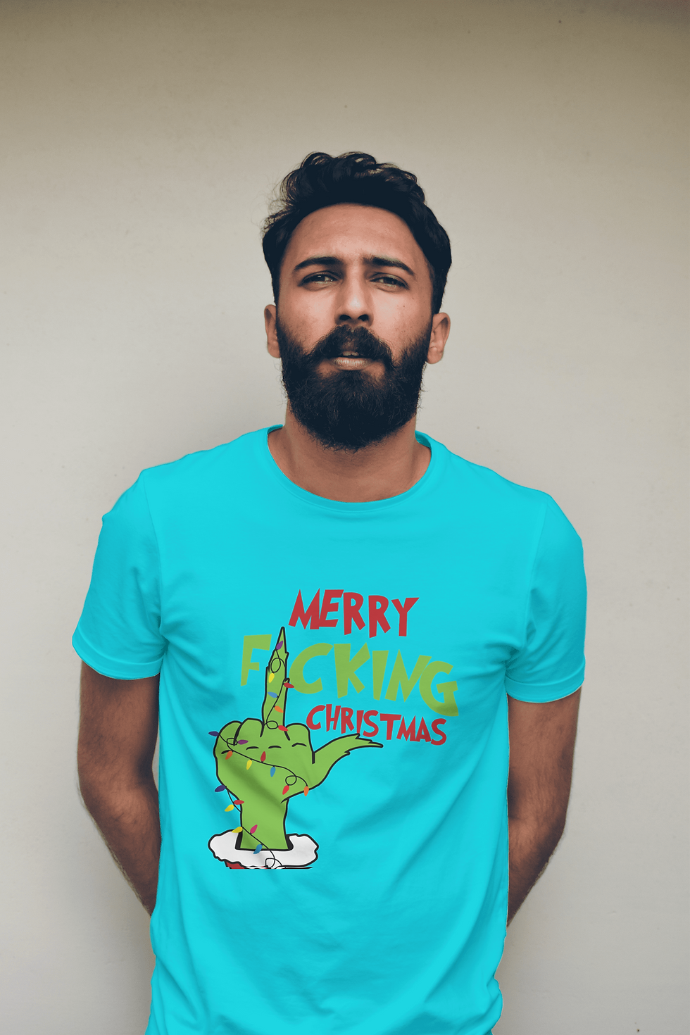 Thumbnail: Merry F****** Christmas (DTF)-Unisex Crew T-Shirt 100% Cotton Short Sleeve