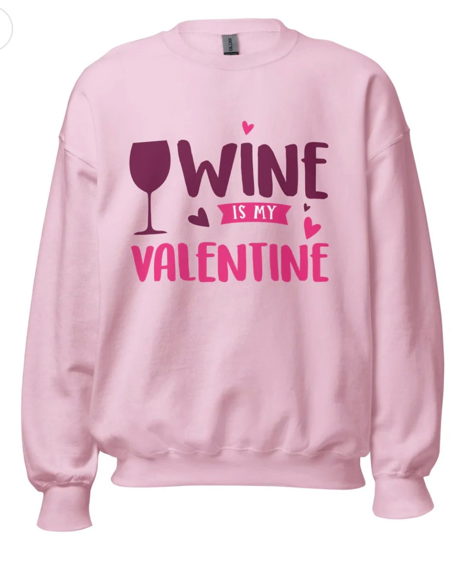 Thumbnail: Wine Is My Valentine-Unisex Relaxed Cotton Sweatshirt