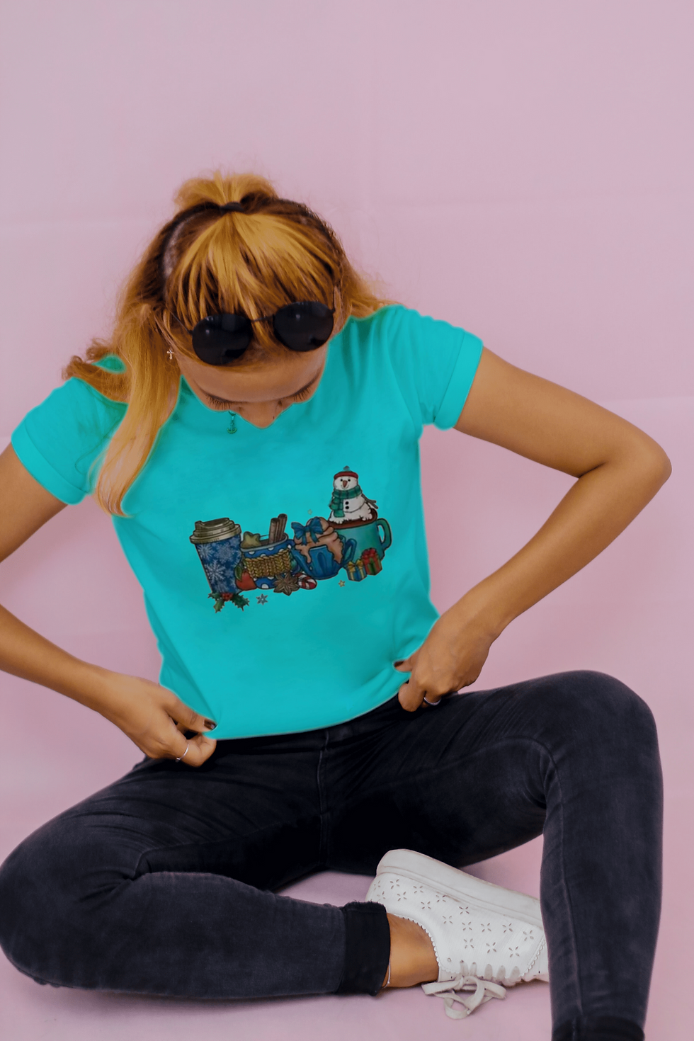 Thumbnail: Winter Beverages (DTF)-Unisex Crew T-Shirt 100% Cotton Short Sleeve
