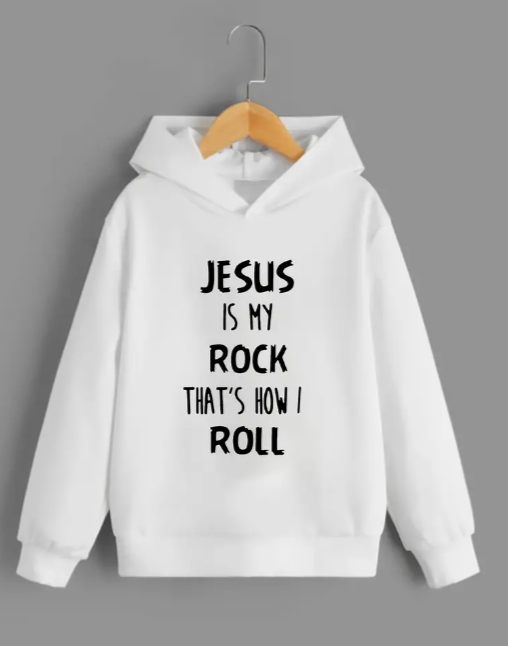 Thumbnail: Jesus Is My Rock That's How I Roll-Boy's Hooded Sweatshirt-Relaxed 100% Cotton