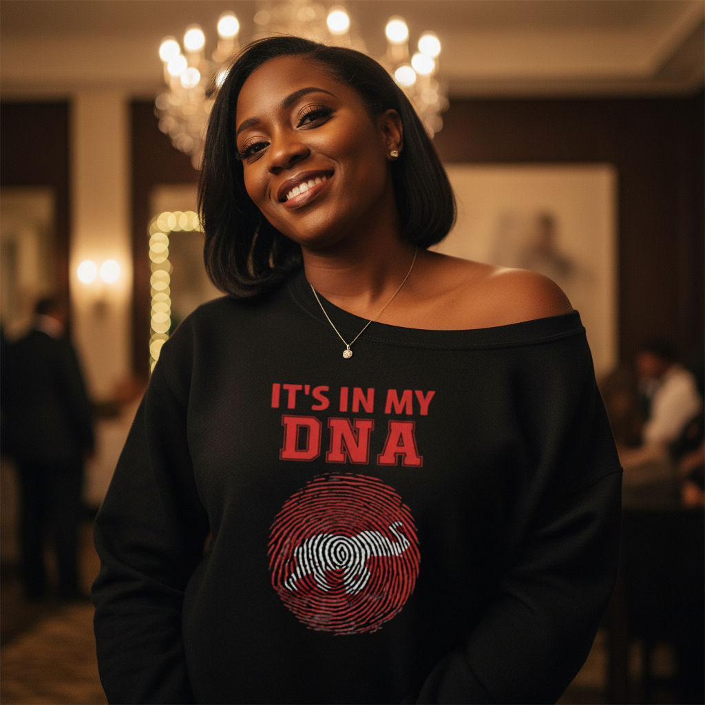 Delta Sigma Theta “It’s In My DNA” Off‑Shoulder Sorority Sweatshirt